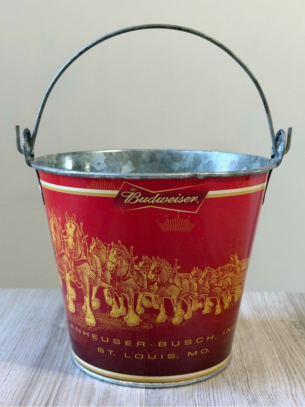 Vintage 2005 Budweiser Clydesdales Galvanized Metal Beer Bucket Anheuser-Busch